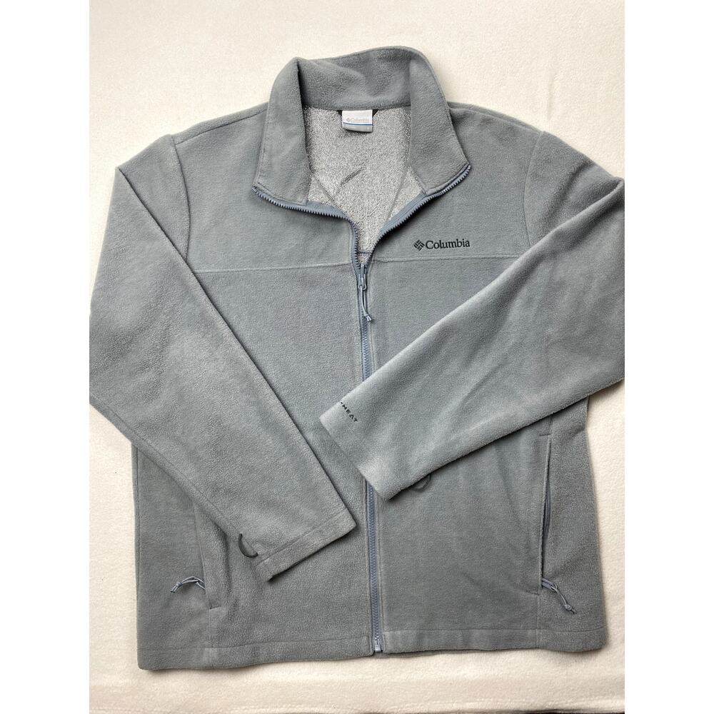 Columbia Womens L Gray Blue Full Zip Fleece Jacket Cozy Outerwear Layer Sweater